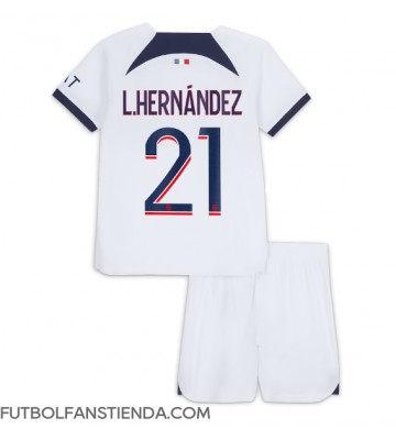 Paris Saint-Germain Lucas Hernandez #21 Segunda Equipación Niños 2023-24 Manga Corta (+ Pantalones cortos)